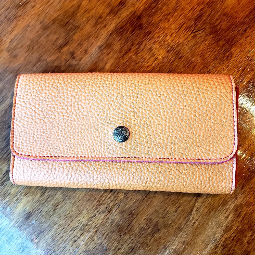 Safe Keeper Wallet Orange Faux Leather Organizer Clutch